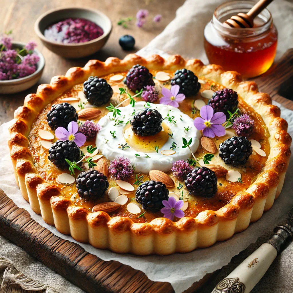 Springtime Elderberry Honey & Goat Cheese Tart